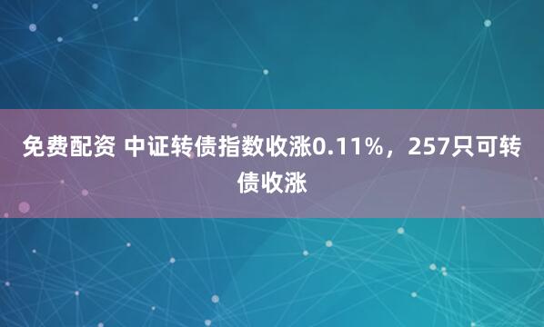 免费配资 中证转债指数收涨0.11%，257只可转债收涨